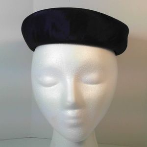 VINTAGE PARISIAN PILLBOX HAT BLUE SATIN